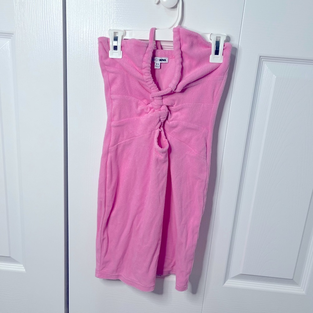 FASHION NOVA TERRY CLOTH PINK MINI DRESS - Picture 3 of 5